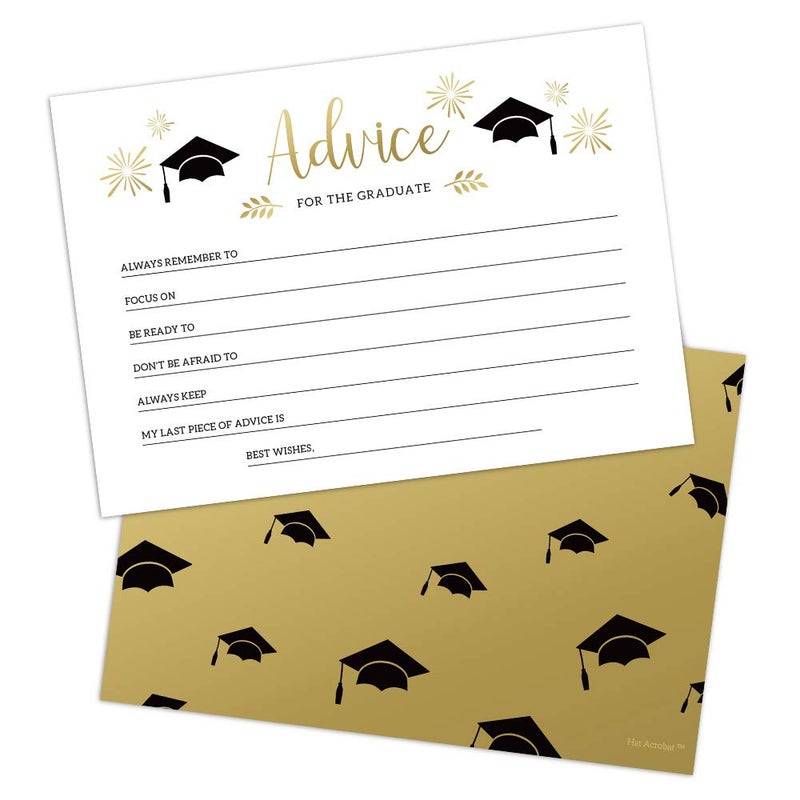 Hat Acrobat 2025 Graduation Advice Cards for The Graduate (50 Pack) | Commencement Wishes and Advice Cards | Grad Party Games Activities Decorations | Grad Celebration, High School and College (50) - Image 1